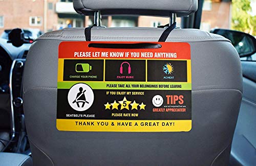 Product Cover Eagle Express (2 pack) Uber Lyft Tips Rating Appreciated Rideshare Driver Signs double side double printed with different design 9x6