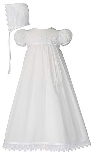 Product Cover Little Things Mean A Lot 100% Cotton Handmade Girls Christening Special Occasion Dress with Italian Lace