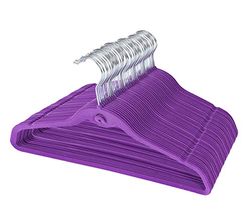 Product Cover TQVAI Cascading Velvet Hangers with 360 Degree Swivel Hooks Ultra Thin No Slip, 50 Pack, Purple