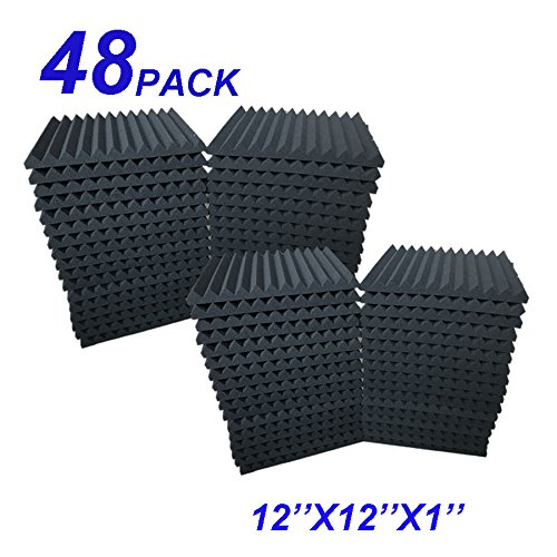 Product Cover 48 Pack Acoustic Foam Panel Wedge Studio Soundproofing Wall Tiles 12