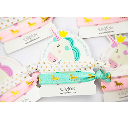 Product Cover Unicorn Hair Ties and Bracelet Party Favors - 8 Pack (16 pieces) - Girls Birthday Party - Premium Quality and Unique Design