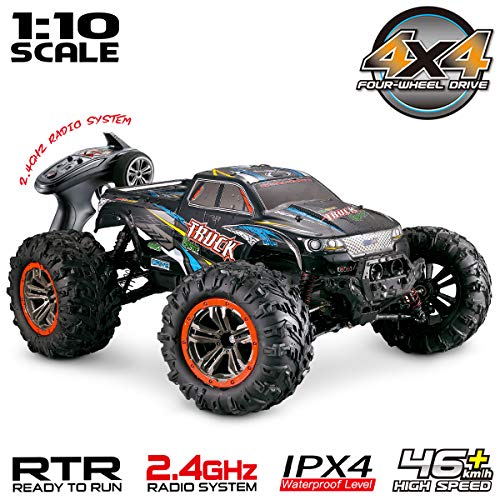 Product Cover Hosim Large Size 1:10 Scale High Speed 46km/h 4WD 2.4Ghz Remote Control Truck 9125,Radio Controlled Off-Road RC Car Electronic Monster Truck R/C RTR Hobby Grade Cross-Country Car (Blue)