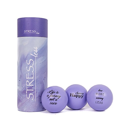 Product Cover Stress Balls with Motivational Quotes, Stress Relief Toys for Adults and Kids (3 Pack Stress Balls) (Purple)