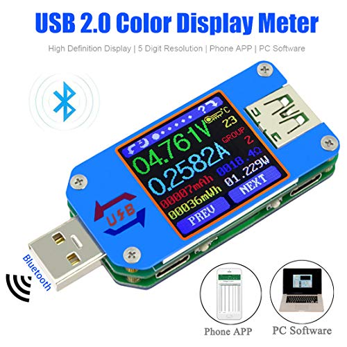 Product Cover MakerHawk USB Power Meter UM25C USB Voltmeter Bluetooth Type C USB Tester Meter USB Voltage Meter and Current Tester 1.44inch 5A Color LCD Displaeter QC 2.0 3.0y Power Tester Multim
