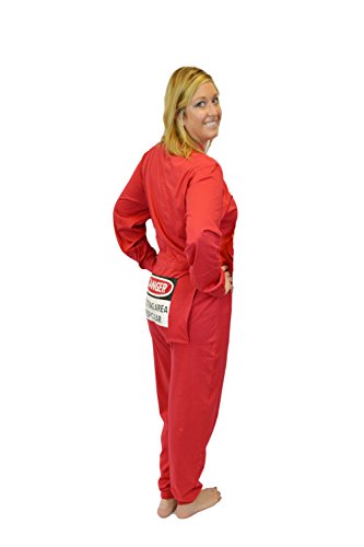 Product Cover Red Union Suit Men & Women Onesie Pajamas with Funny Butt Flap Danger Blasting Area