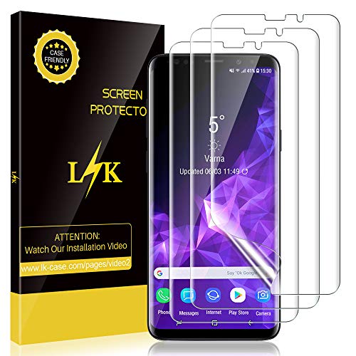 Product Cover LK [3 Pack] Screen Protector for Samsung Galaxy S9 Plus Flexible Film [New Version] Case-Friendly, Bubble-Free, HD Clear