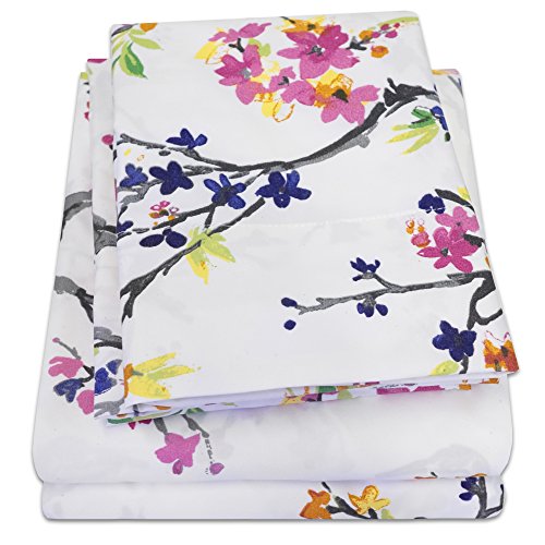 Product Cover 1500 Supreme Collection Extra Soft Botanical Bright Whimsical Watercolor Pattern Sheet Set, Queen - Luxury Bed Sheets Set with Deep Pocket Wrinkle Free Hypoallergenic Bedding, Printed Pattern, Queen