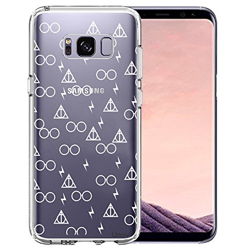 Product Cover Unov Case Compatible with Galaxy S8 Clear with Design Soft TPU Shock Absorption Slim Embossed Pattern Protective Back Cover (Death Hallows)