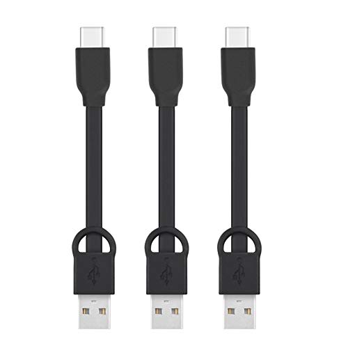 Product Cover Short USB C to USB A, Type-C Charger Cable Cord PowerLine Keychain 3 Inches Fast Charging Cord Compatible with Samsung Galaxy S9 S8 Note 8,Nintendo Switch, OnePlus 5 3T (3 Packs) (Type-C Black)