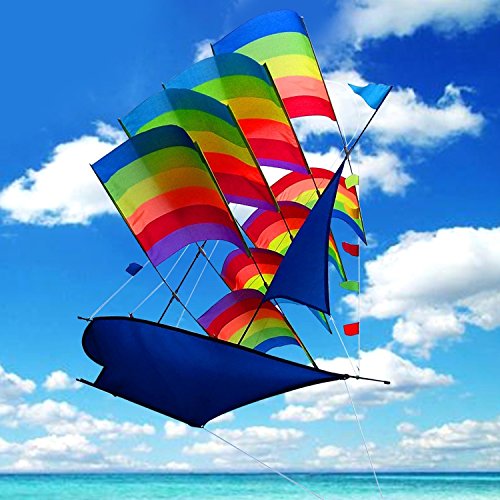 Product Cover Tresbro Sailing Ship Kite Fly 37 inch, 3D Cool Huge China Kites for Kids and Adults, Awesome Rainbow Kites for Outdoor Travel Beach