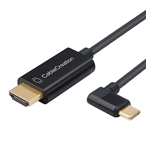 Product Cover Angle USB-C to HDMI 4K @ 30Hz, CableCreation 10 Feet Angle USB 3.1 Type C to HDMI Cable, Thunderbolt 3 Compatible, Compatible with MacBook Pro/iMac 2017/Surface Book 2/Yoga 920/Samsung S9, Black/3M
