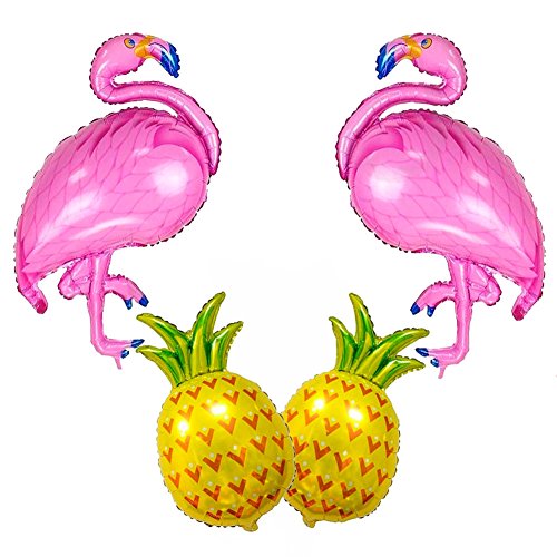 Product Cover SAKOLLA Large Size Flamingo and Pineapple Helium Balloon,Flamingo Party Decorations, Hawaii Luau Party Supplies - Pack of 4