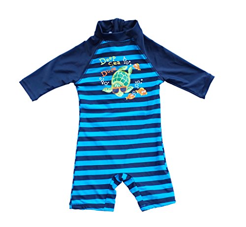 Product Cover Bonverano(TM) Kids UPF 50+ Sun Protection S/S One Piece Zip Sun Suit With Sun Hat (3-6 months, Colorful fish)