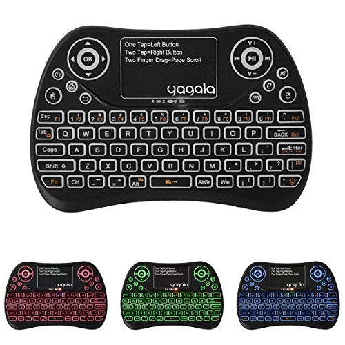 Product Cover YAGALA Backlit Mini Wireless Keyboard with Touchpad 2.4G Rechargeable Backlit Handheld Remote Control Keyboard and Mouse Combo with Multimedia Keys for Android TV Box, PC, PAD, Smart TV, X-Box, HTPC