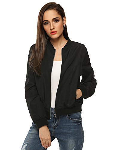 Product Cover Zeagoo Womens Classic Quilted Jacket Short Bomber Jacket Coat