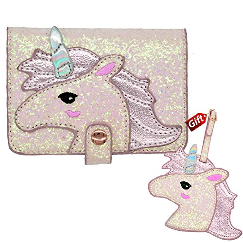 Product Cover Unicorn Passport Holder and Luggage tag Passport Cover for Kids Pink red Passport case for Girls Women RFID Blocking PU Leather Passport Holder Travel Passport Wallet Case