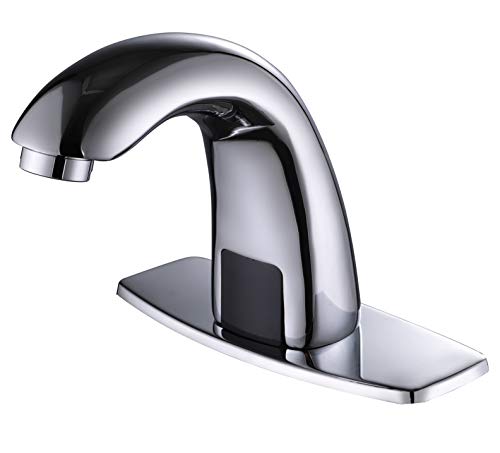 Product Cover Charmingwater Automatic Sensor Touchless Bathroom Sink Faucet with Hole Cover Plate, Chrome Vanity Faucets, Hands Free Bathroom Water Tap with Control Box and Temperature Mixer