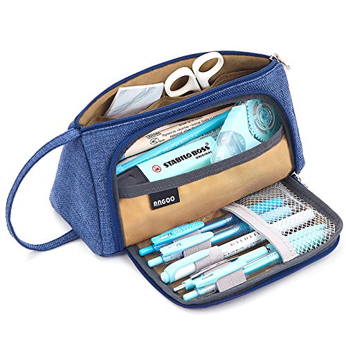 Product Cover EASTHILL Medium Capacity Pencil Case Multi-Slot Pen Bag Pouch Holder for Middle High School Office College Girl Adult Simple Storage Blue Purple