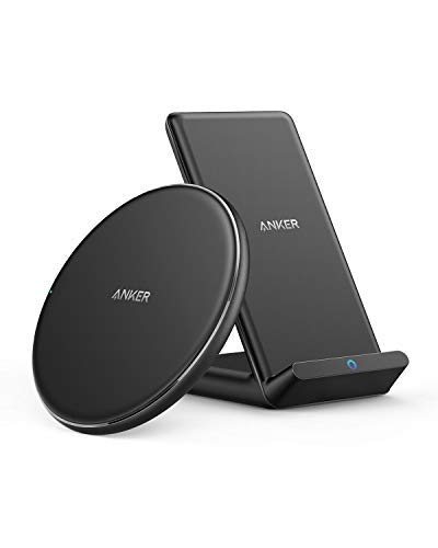 Product Cover Anker Wireless Charging Bundle, PowerPort Wireless 5 Pad and Stand, Qi-Certified Ultra-Slim Wireless Charger for iPhone X, iPhone 8/8 Plus, and More (AC Adapter Not Included)