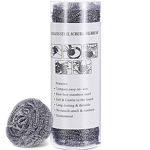 Product Cover TecUnite 6 Pack Stainless Steel Scourer Metal Sponges Scrubbers Heavy Duty Each 30g