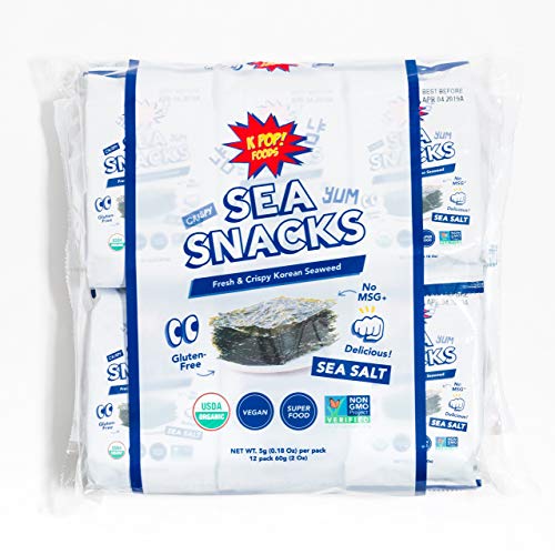 Product Cover KPOP Sea Snacks - Premium Seaweed Snacks, 5 grams (Pack of 12) Lightly Salted Roasted Seaweed - Keto Friendly Korean Snacks, Vegan, Certified Organic and Verified Non-GMO, from KPOP Foods