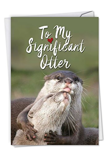 Product Cover Significant Otters - Cute Happy Anniversary Card with Envelope (4.63 x 6.75 Inch) - Loving Sea Otter Cuddles, Wedding Anniversary Note Card for Wife, Husband - Congratulations Greeting Gift C5528ANG