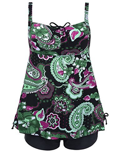 Product Cover Septangle Women's Plus Size Bathing Suits Paisley Print Two Piece Swimsuit