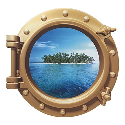 Product Cover Cruise Ship Porthole Sticker - Easy Peel On Off Decal for Walls, Doors & Other Flat Surfaces