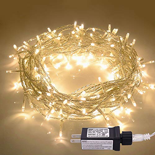 Product Cover JMEXSUSS 100LED 49.2ft Indoor String Light Christmas Lights Fairy String Lights 30V 8 Modes for Homes, Christmas Tree, Wedding Party, Room, Indoor Wall Decoration, UL588 Approved (100LED, Warm White)