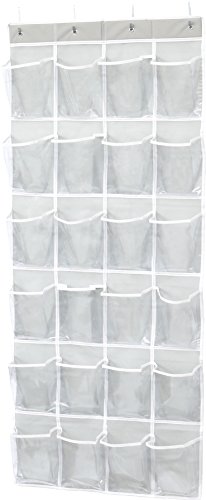 Product Cover Simple Houseware 24 Pockets Large Clear Pockets Over The Door Hanging Shoe Organizer, Gray (56