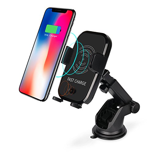 Product Cover ANNKOO Wireless Car Charger,Automatic Induction, Phone Holder Car Mount Fast Charging for iPhone X, 8/8 Plus, Samsung Galaxy S8, S7/S7 Edge, Note 8,Compatible with Standard Qi-Enabled Devices 10W