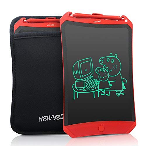 Product Cover NewYes Robot pad 8.5 Inch LCD Writing Tablet Electronic Writings Pads Drawing Board Gifts for Kids Office Blackboard - Erase Button Lock Included(Red-case)