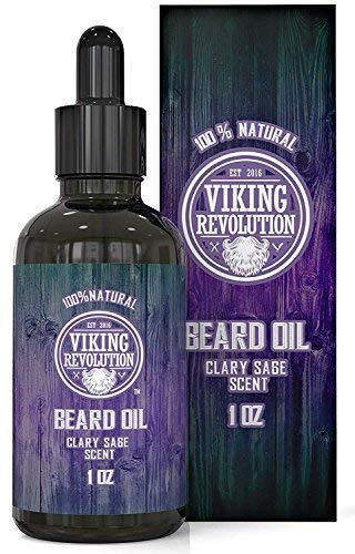 Product Cover Beard Oil Conditioner - All Natural Clary Sage Scent with Organic Argan & Jojoba Oils - Promotes Beard Growth - Softens & Strengthens Beards and Mustaches for Men (1 Pack)