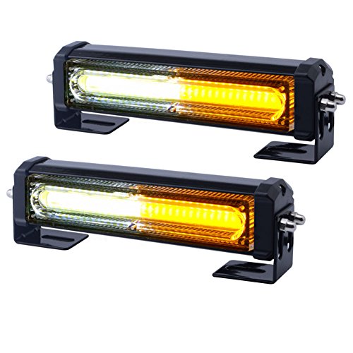 Product Cover WOWTOU Amber White Grille Light Head, 16W Bright Linear LED Mini Strobe Lightbar Surface Mount for POV, Utility Vehicle, Construction Vehicle and Tow Truck