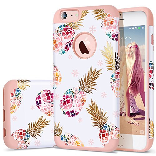 Product Cover iPhone 6S Plus Case,iPhone 6 Plus Case Pineapple,Fingic Ultra Slim Floral Pineapple Design Case Hard PC Soft Rubber Anti-Scratch Protective Case Cover for iPhone 6 /6s Plus(5.5