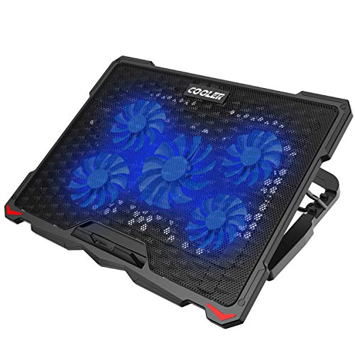 Product Cover AICHESON Laptop Cooling Pad 5 Fans Up to 17.3 Inch Heavy Notebook Cooler, Blue LED Lights, 2 USB Ports, S035, Blue-5fans