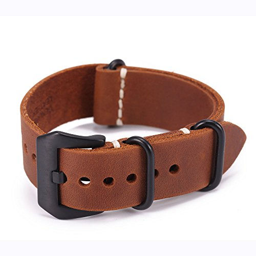 Product Cover Carty Replacement Watch Band Strap Vintage Handmade Crazy Horse Leather Zulu NATO 20mm22mm24mm