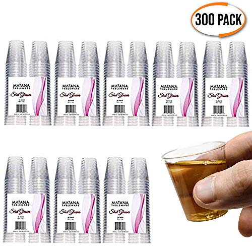 Product Cover 300 Disposable Hard Plastic Shot Glasses, Crystal Clear 1oz(30ml) - Heavy Duty & Reusable Shot Cups - Perfect for Jello Shots Sample Food Wine Tasting Weddings Birthdays Christmas New Year.