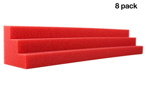 Product Cover New Level Red Column Acoustic Wedge Studio Foam Corner Block Finish Corner Wall in Studios or Home Theater (8 Pack)