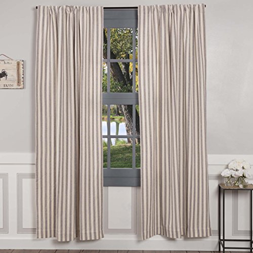 Product Cover Piper Classics Market Place Gray Ticking Stripe Panel Curtains, Set of 2, 84
