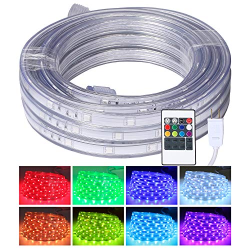 Product Cover LED Rope Lights, 16.4ft Flat Flexible RGB Strip Light, Color Changing, Waterproof for Indoor Outdoor Use, Connectable Decorative Lighting, 8 Colors and Multiple Modes