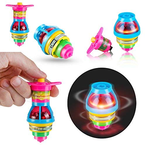 Product Cover Proloso 15-Pack Led Light Up Flashing Ufo Spinning Tops With Gyroscope Novelty Bulk Toys Party Favors