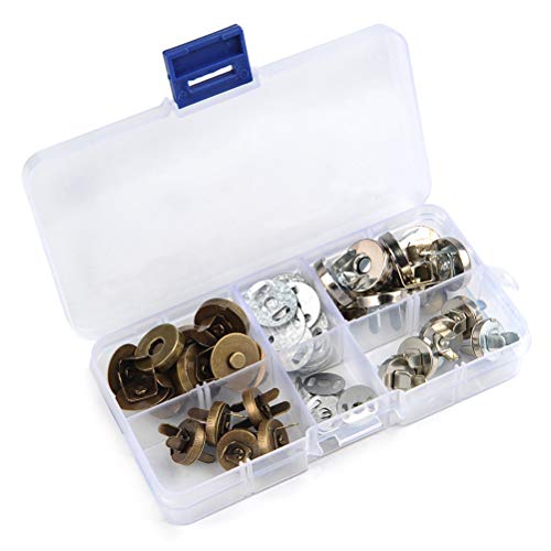 Product Cover TIMESETL 20Set 14/18mm Magnetic Snap for Purse Magnetic Bag Fastener Clasp Button with Storage Box - Silver/Antique Brass