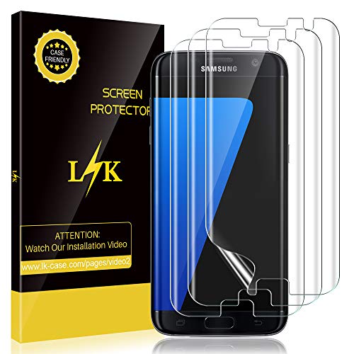 Product Cover LK [3 Pack] Screen Protector for Samsung Galaxy S7 Edge, [New Version] Max Coverage, Bubble-Free, HD Clear, Anti Scratch Flexible Film