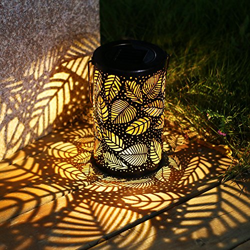 Product Cover TAKE ME Solar Lantern Lights Outdoor,Garden Hanging Lights Metal Leaf Pattern Lights Lamp for Patio,Outside or Table (Leaf.)
