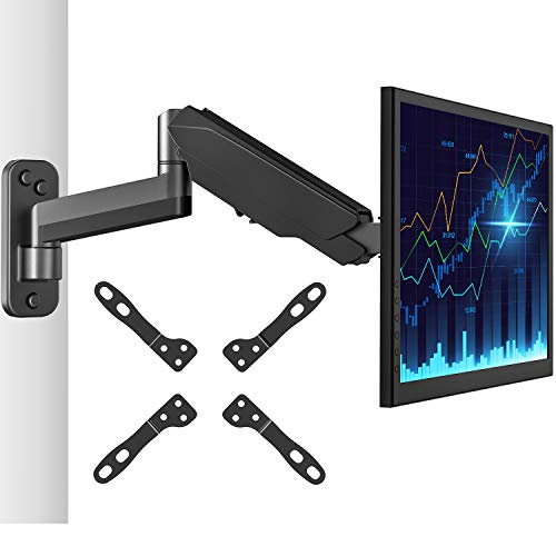 Product Cover Monitor Wall Mount Bracket-Articulating Adjustable Gas Spring Single Arm Stand with VESA Extension Kit for 17 to 32 Inch LCD Computer Screens - VESA 75x75,100x100, 200x100, 200x200