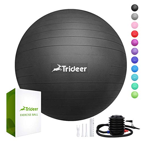Product Cover Trideer Exercise Ball (45-85cm) Extra Thick Yoga Ball Chair, Anti-Burst Heavy Duty Stability Ball Supports 2200lbs, Birthing Ball with Quick Pump (Office & Home & Gym)