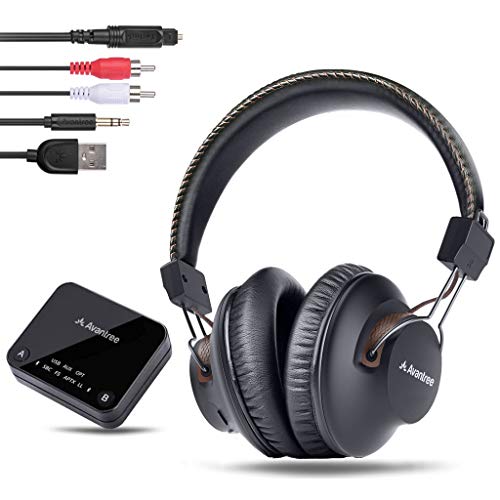 Product Cover Avantree HT4189 Wireless Headphones for TV Watching with Bluetooth Transmitter (Digital OPTICAL AUX RCA PC USB), Wireless Hearing Headset 40 Hours Battery, Plug n Play, No Audio Delay, 100ft Range