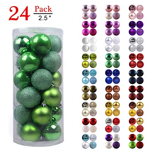 Product Cover Christmas Balls Ornaments for Xmas Tree - Shatterproof Christmas Tree Decorations Large Hanging Ball Green 2.5