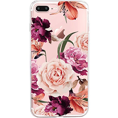 Product Cover iPhone 7 Plus&8 Plus Case,Floral Pattern Clear TPU Case for iPhone 8 Plus (2)